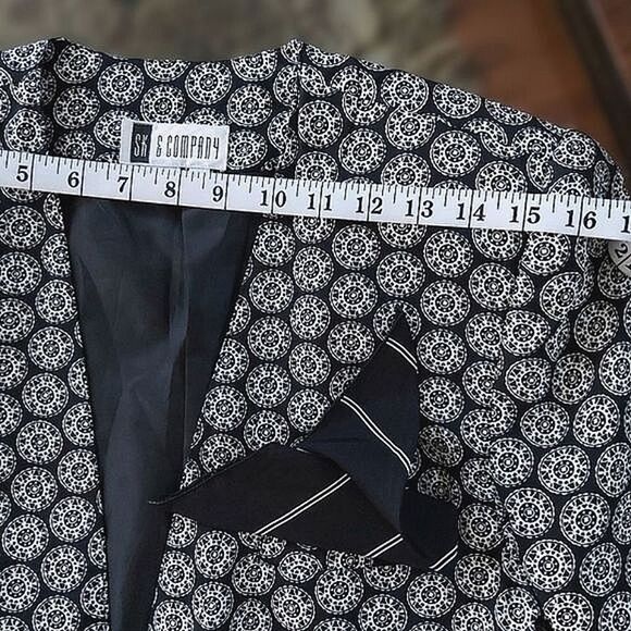 Vtg black and white abstract pattern longline kimono blazer - Picture 7 of 11